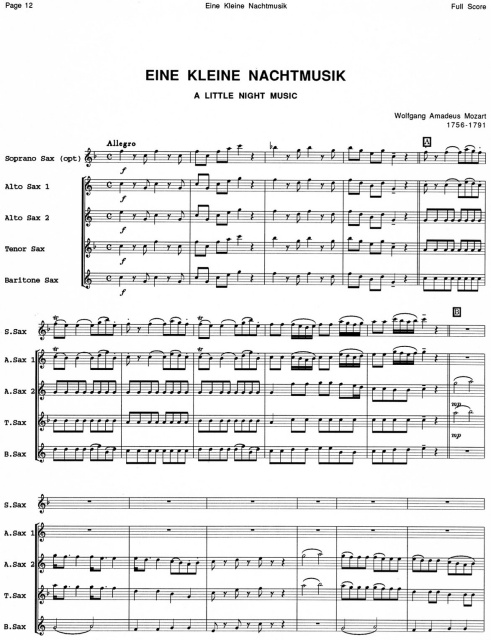 Full Score for Saxophone Quartet Collection