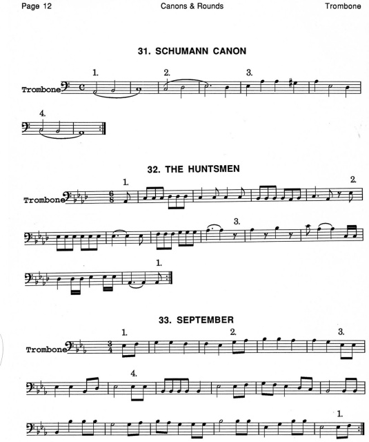 44 Canons & Rounds for Trombone Book